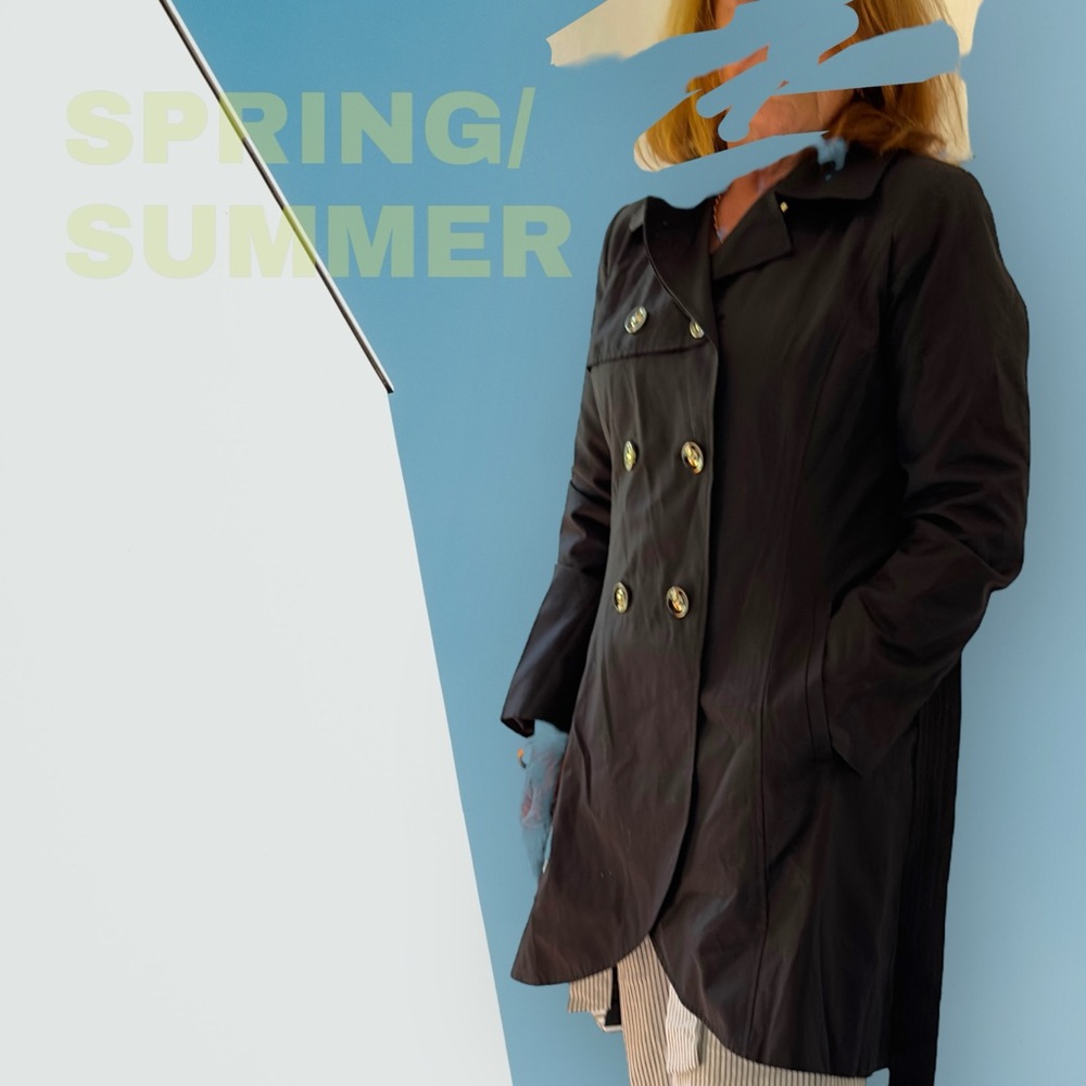 Luxurious Black Trench Coat by CeCe - Picture 7 of 16